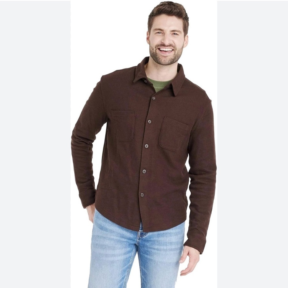 Goodfellow & Co Men's Knit Button-Down Shirt brown